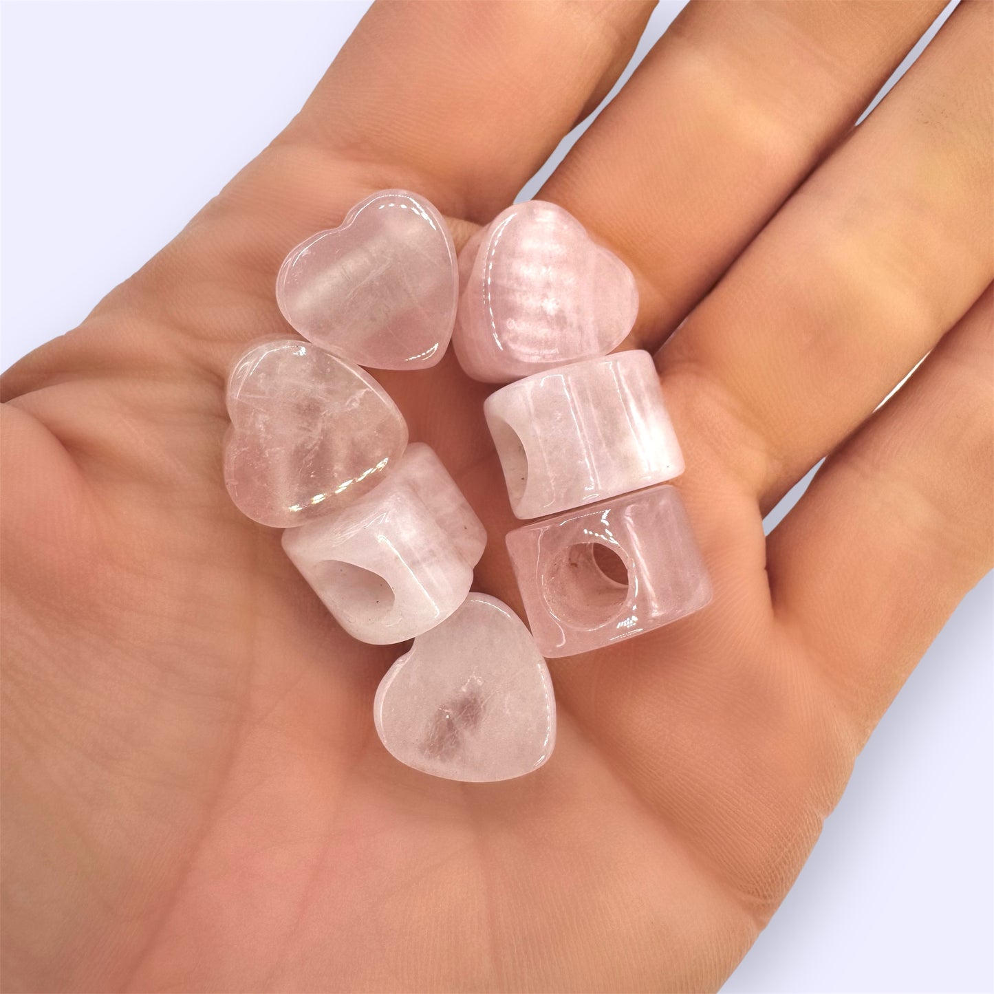Rose Quartz Heart bead - (1.3cm)