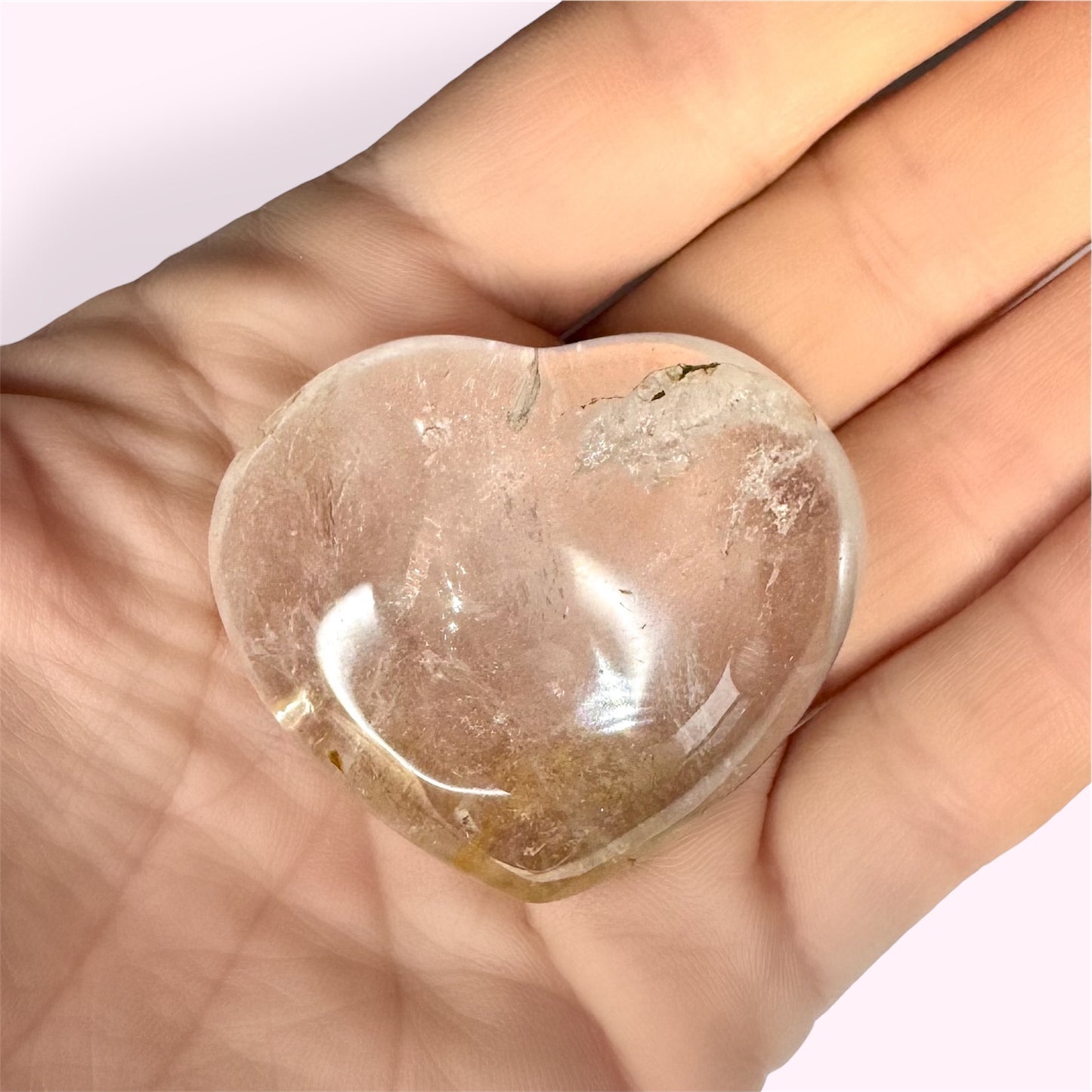 Large Hematoid Clear Quartz Heart (5cm)