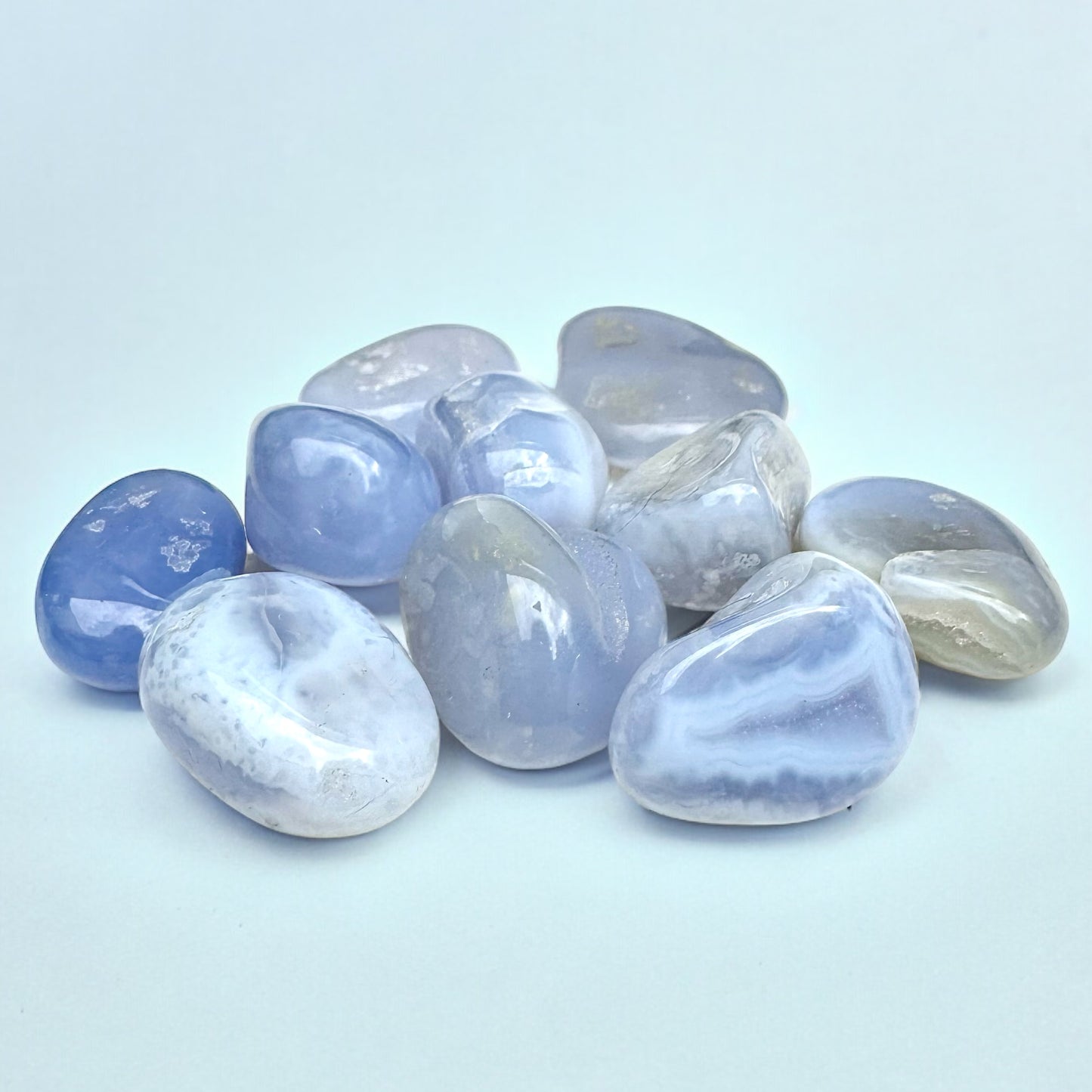 Blue Chalcedony tumblestone