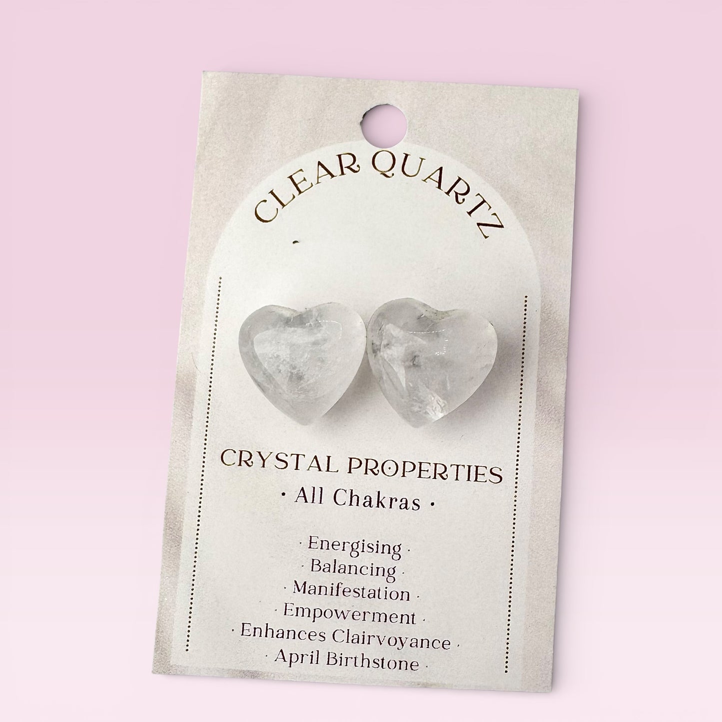 Clear Quartz Puffy Heart Earrings