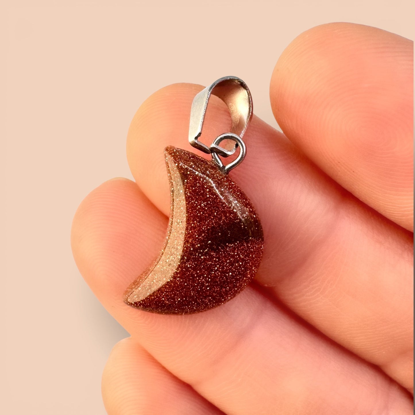 Goldstone Moon Pendant