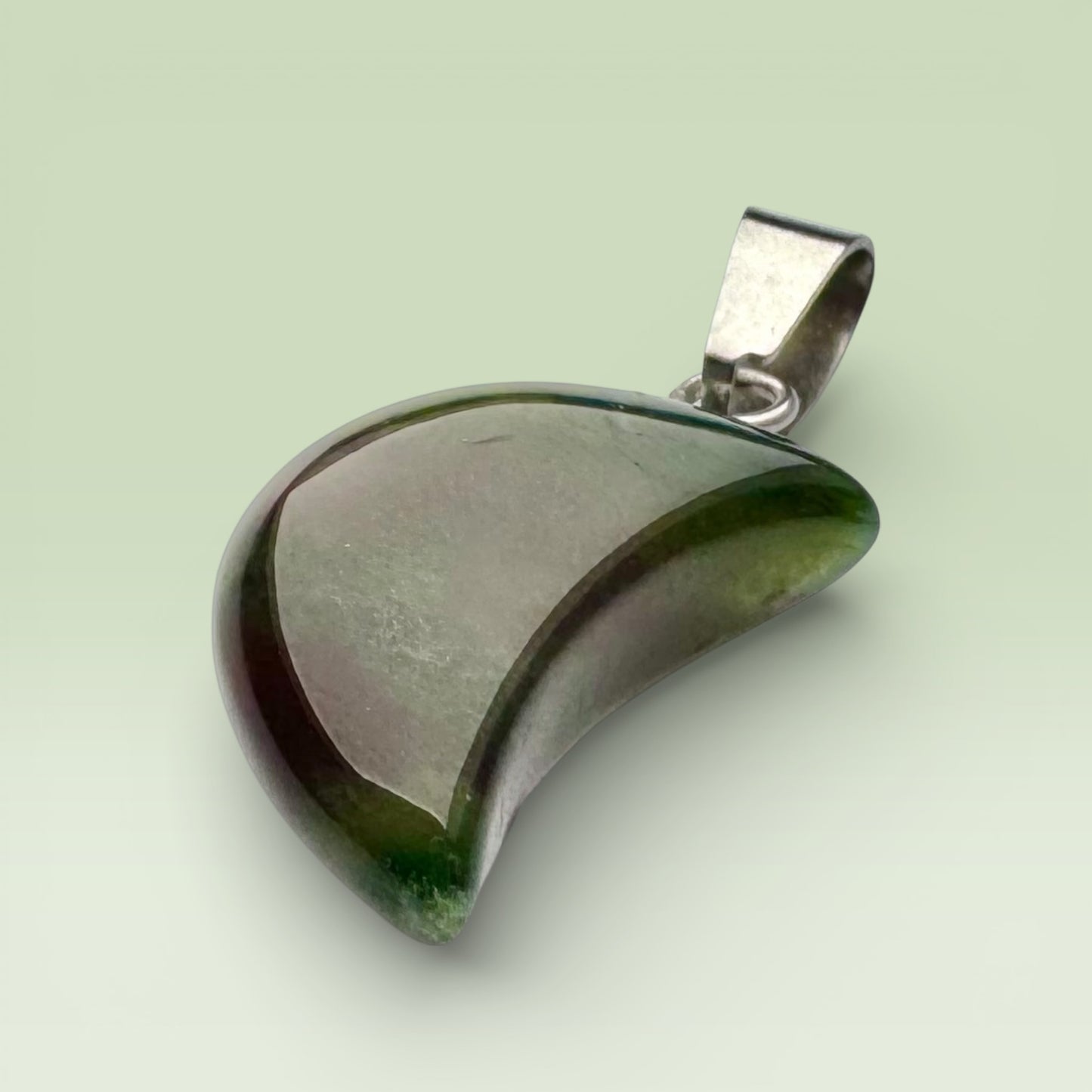 Green Moss Agate Moon Pendant