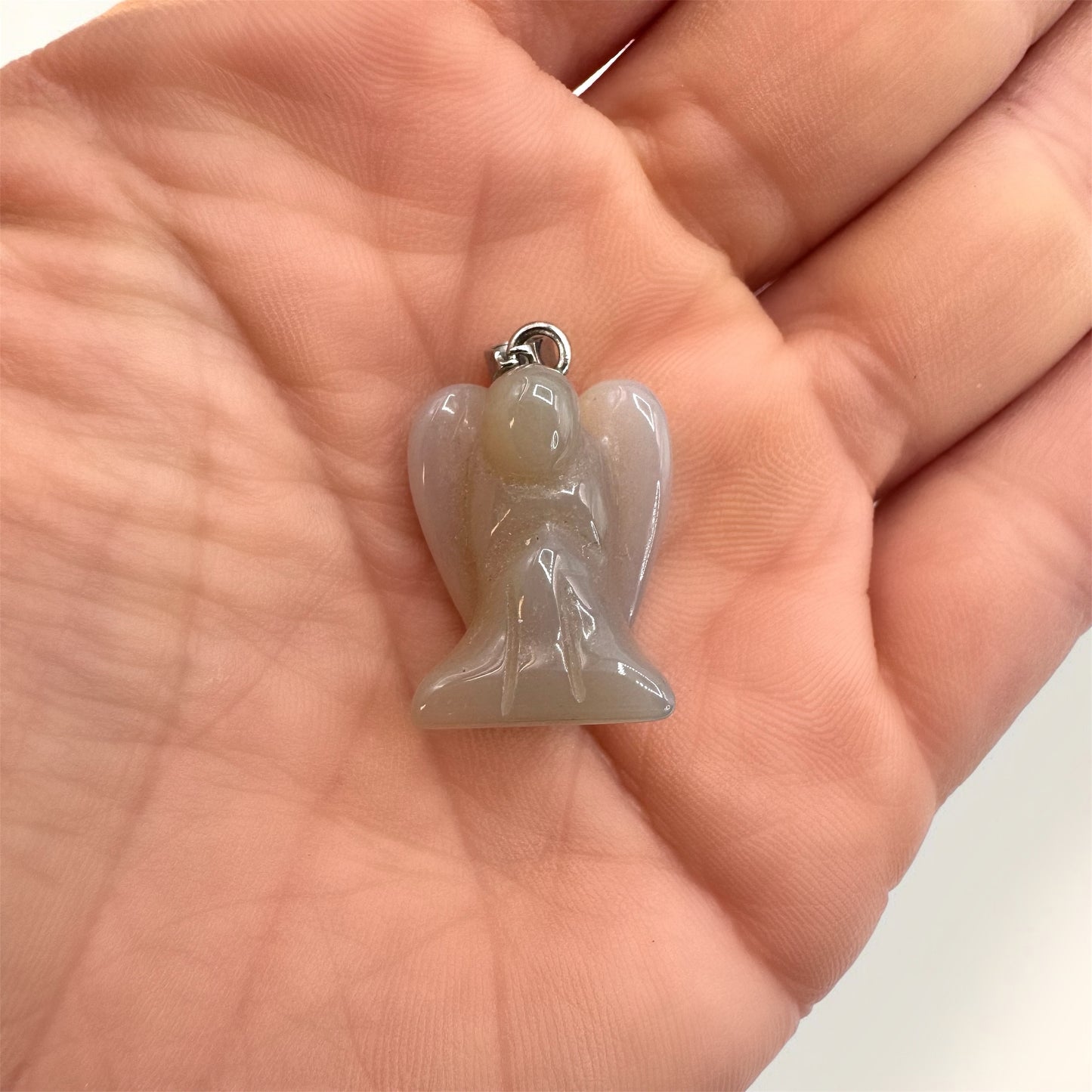 Grey Agate Angel Pendant (2cm)