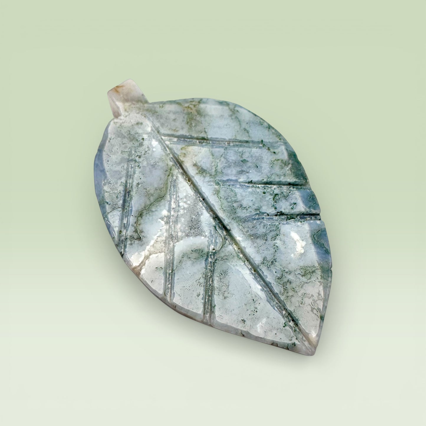 Moss Agate Leaf (7cm)