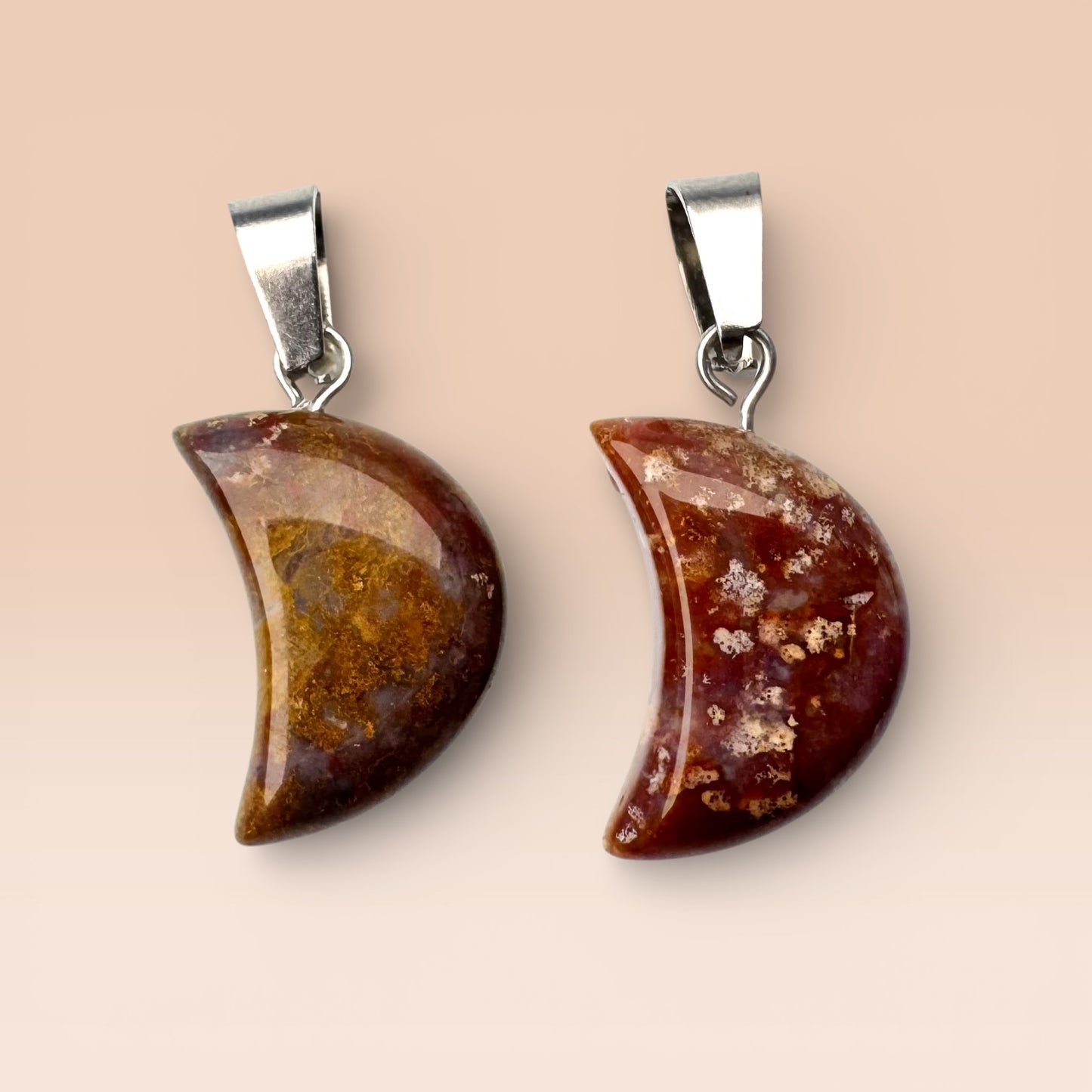 Red Moss Agate Moon Pendant