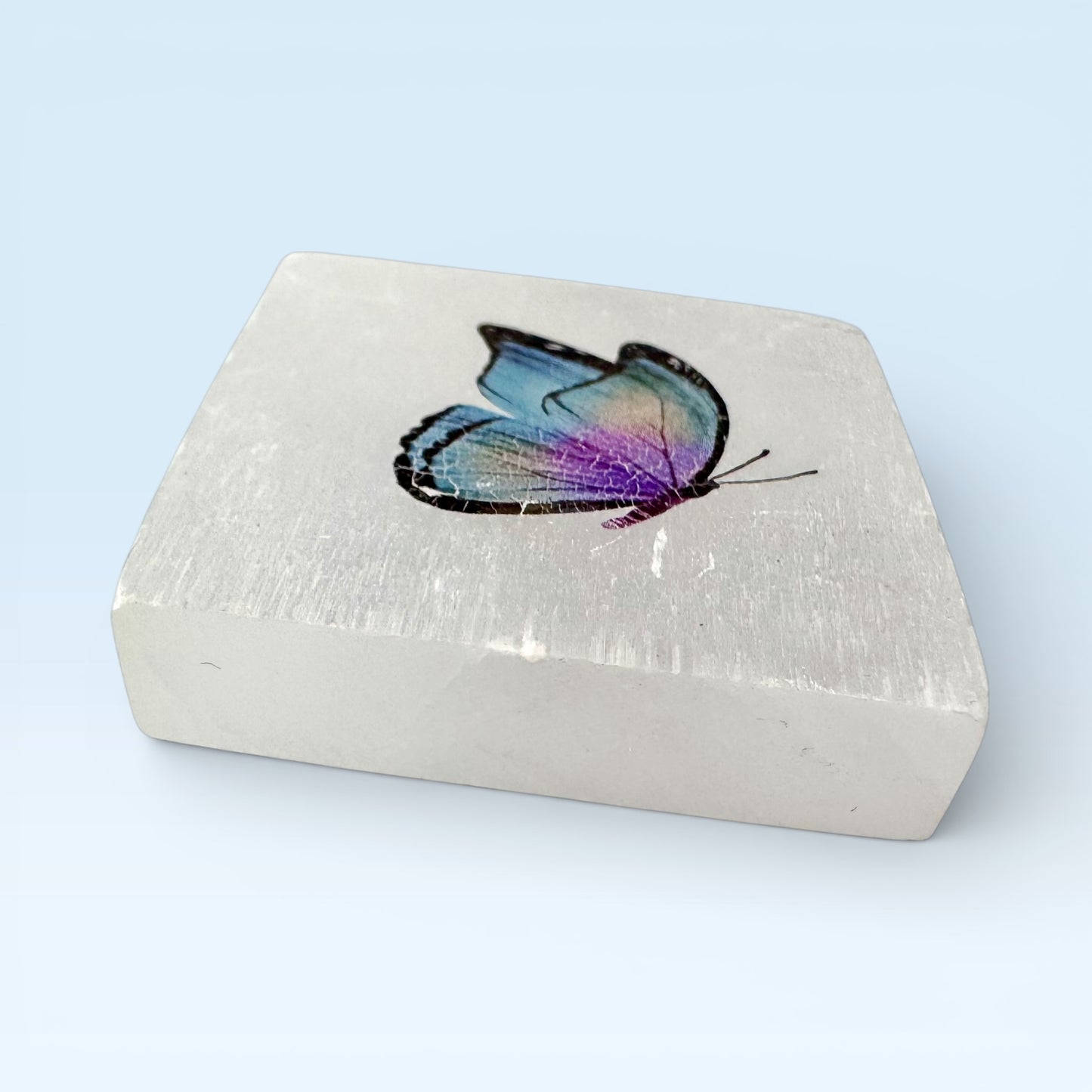 Selenite Square - Butterfly Side View (4.5cm)