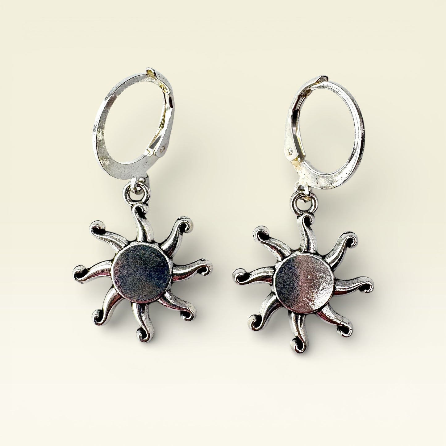 Silver Sun Drop Earrings