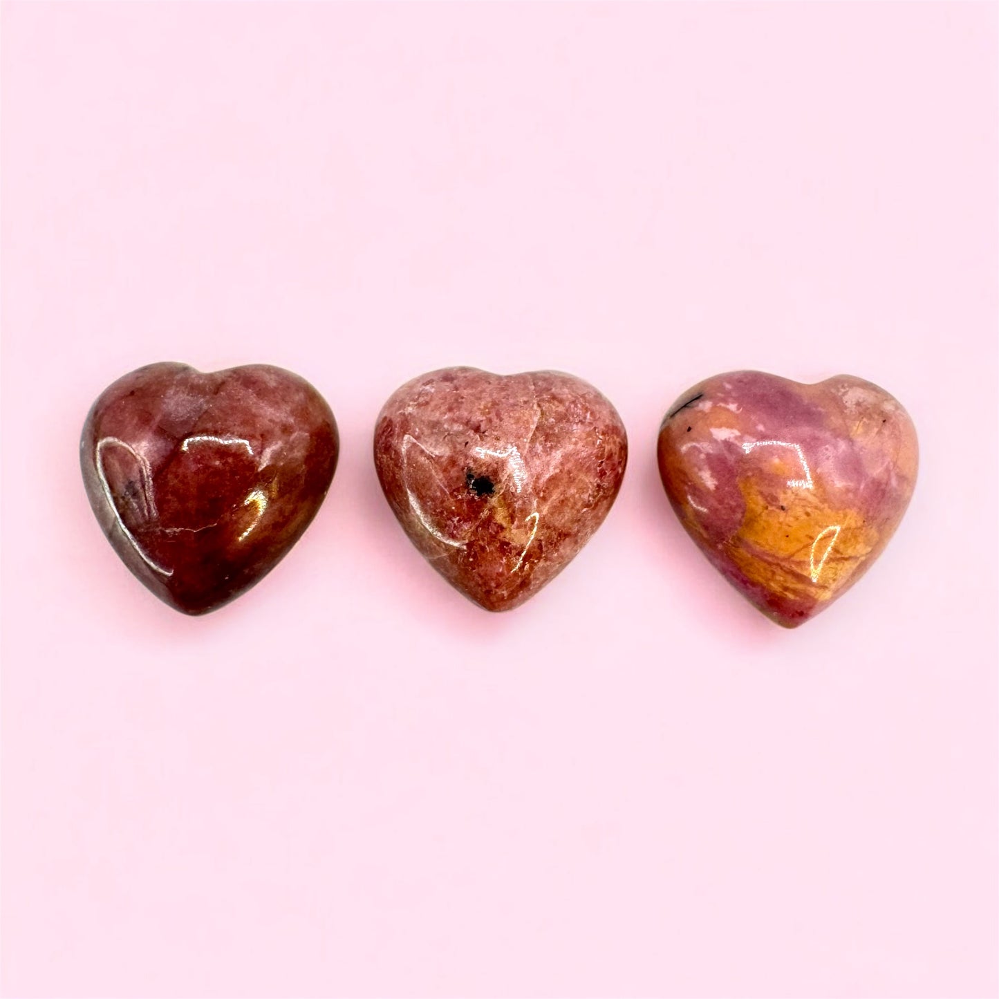 Mini Rhodonite Heart - Puffy (1.5cm)