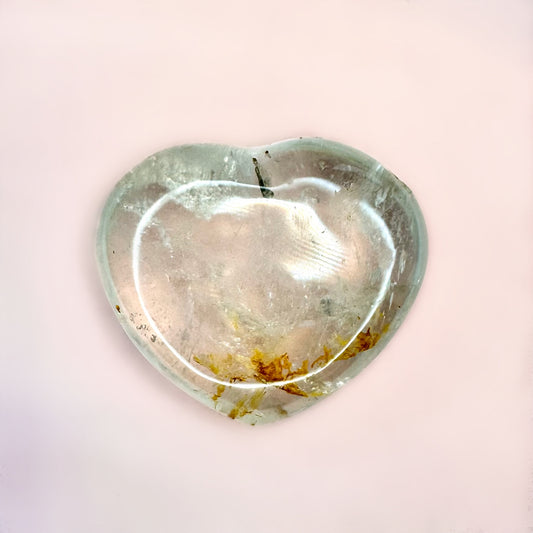 Large Hematoid Clear Quartz Heart (5cm)