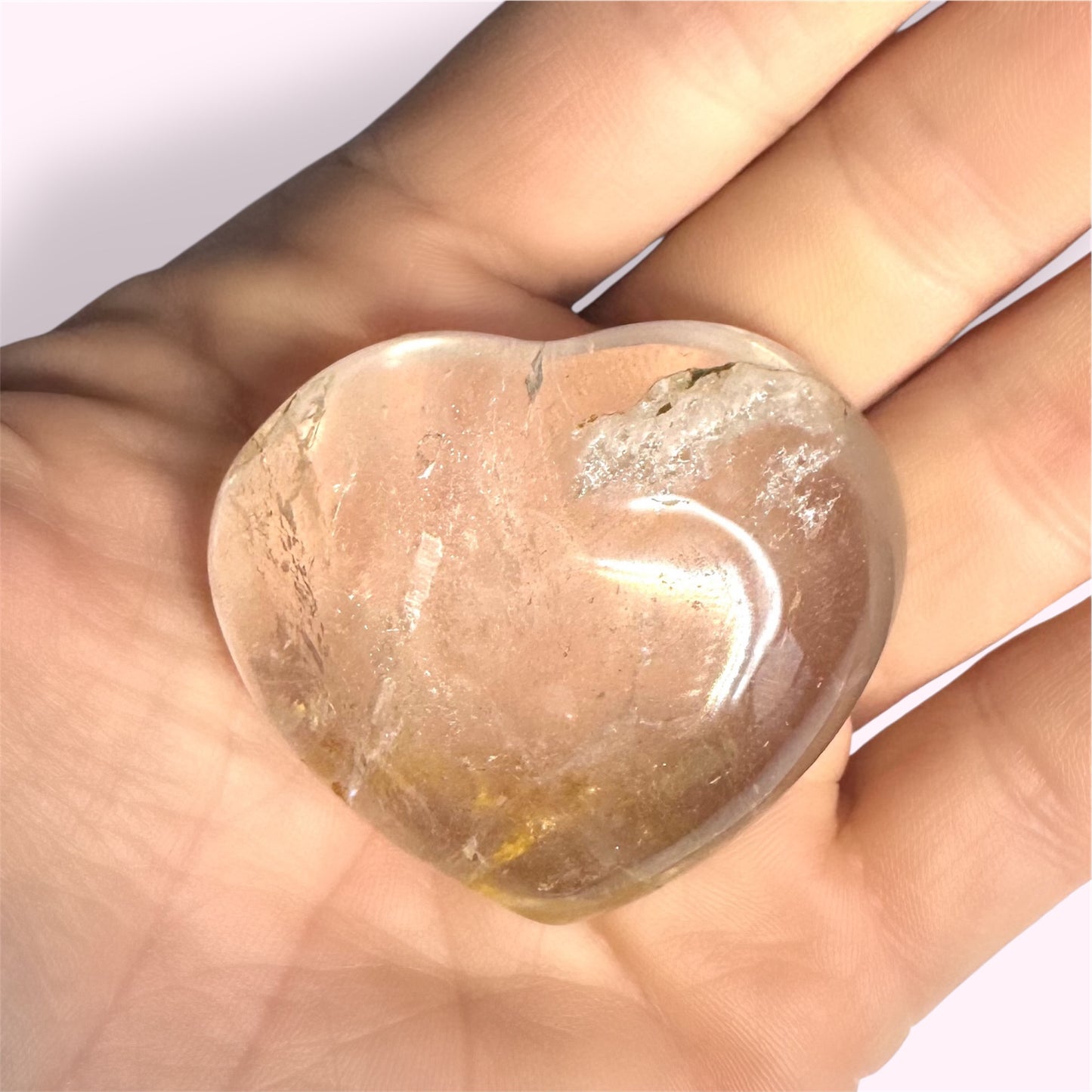 Large Hematoid Clear Quartz Heart (5cm)