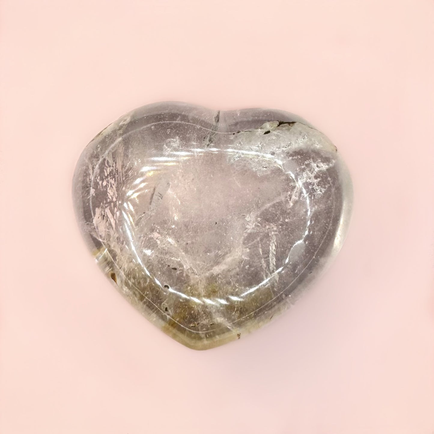 Large Hematoid Clear Quartz Heart (5cm)