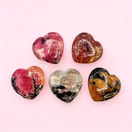 Mini Rhodonite Heart - Flat (2cm)