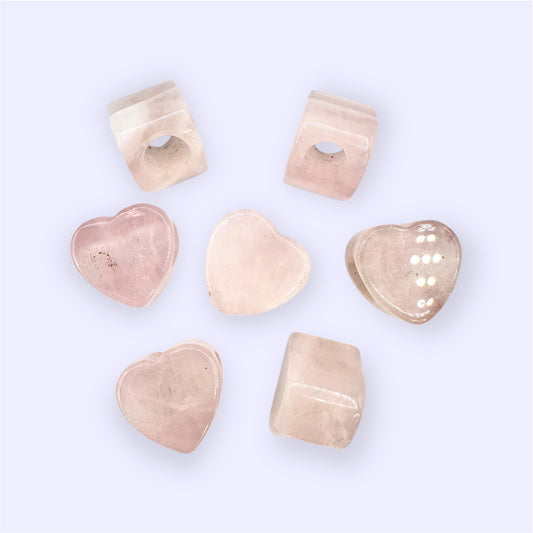 Rose Quartz Heart bead - (1.3cm)