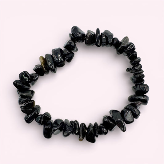 Black Obsidian Chip Bracelet