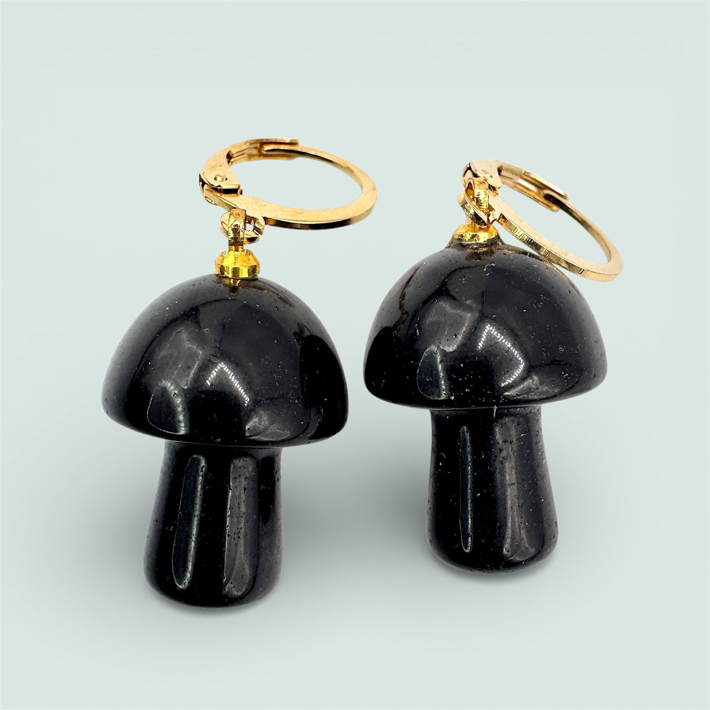 Black Obsidian Mushroom Earrings