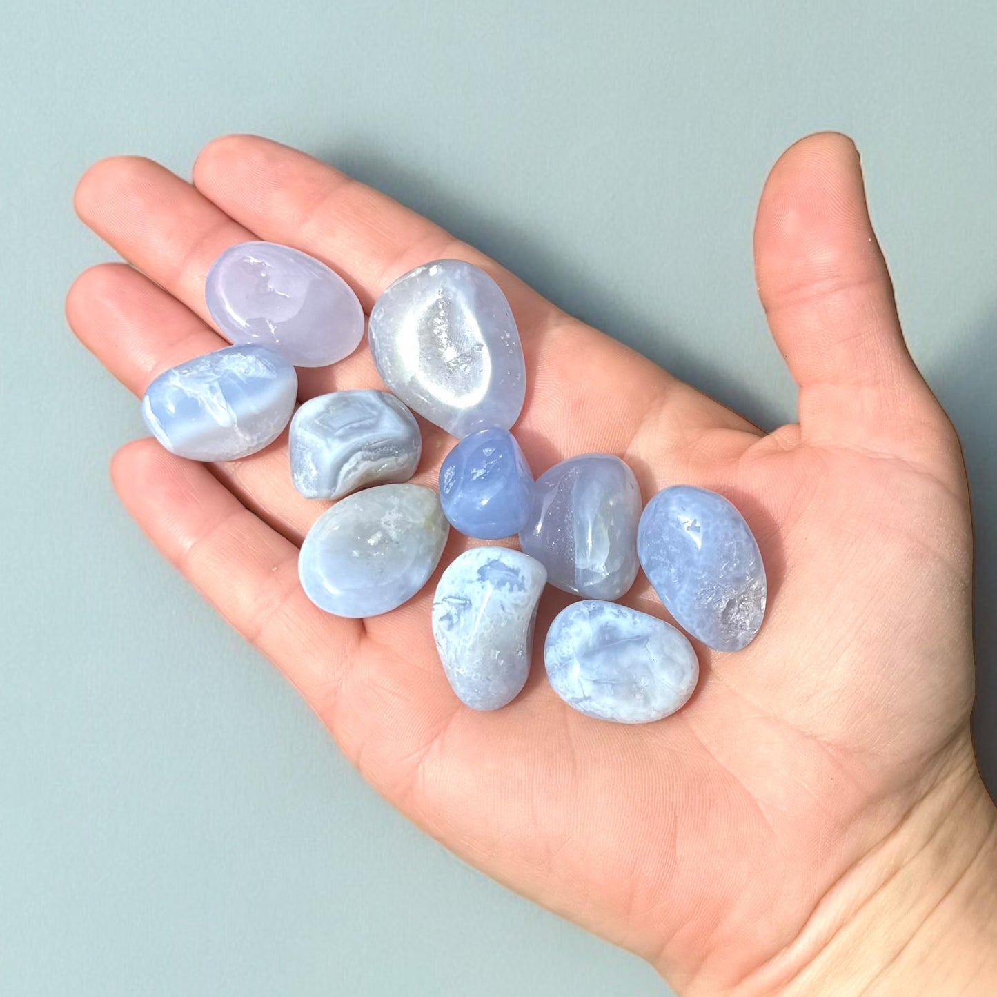 Blue Chalcedony tumblestone