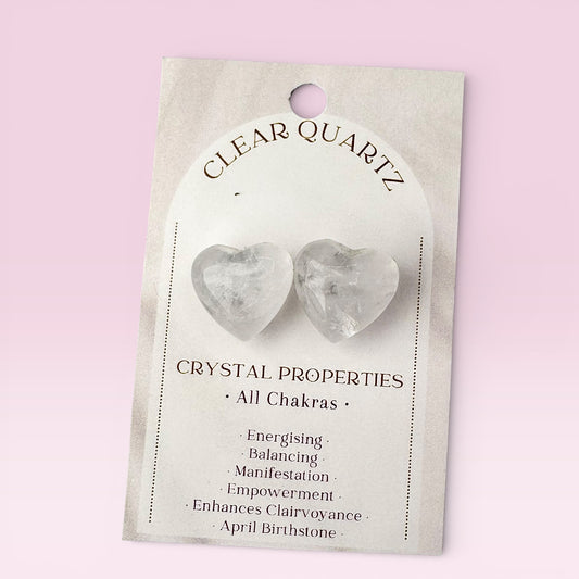Clear Quartz Puffy Heart Earrings