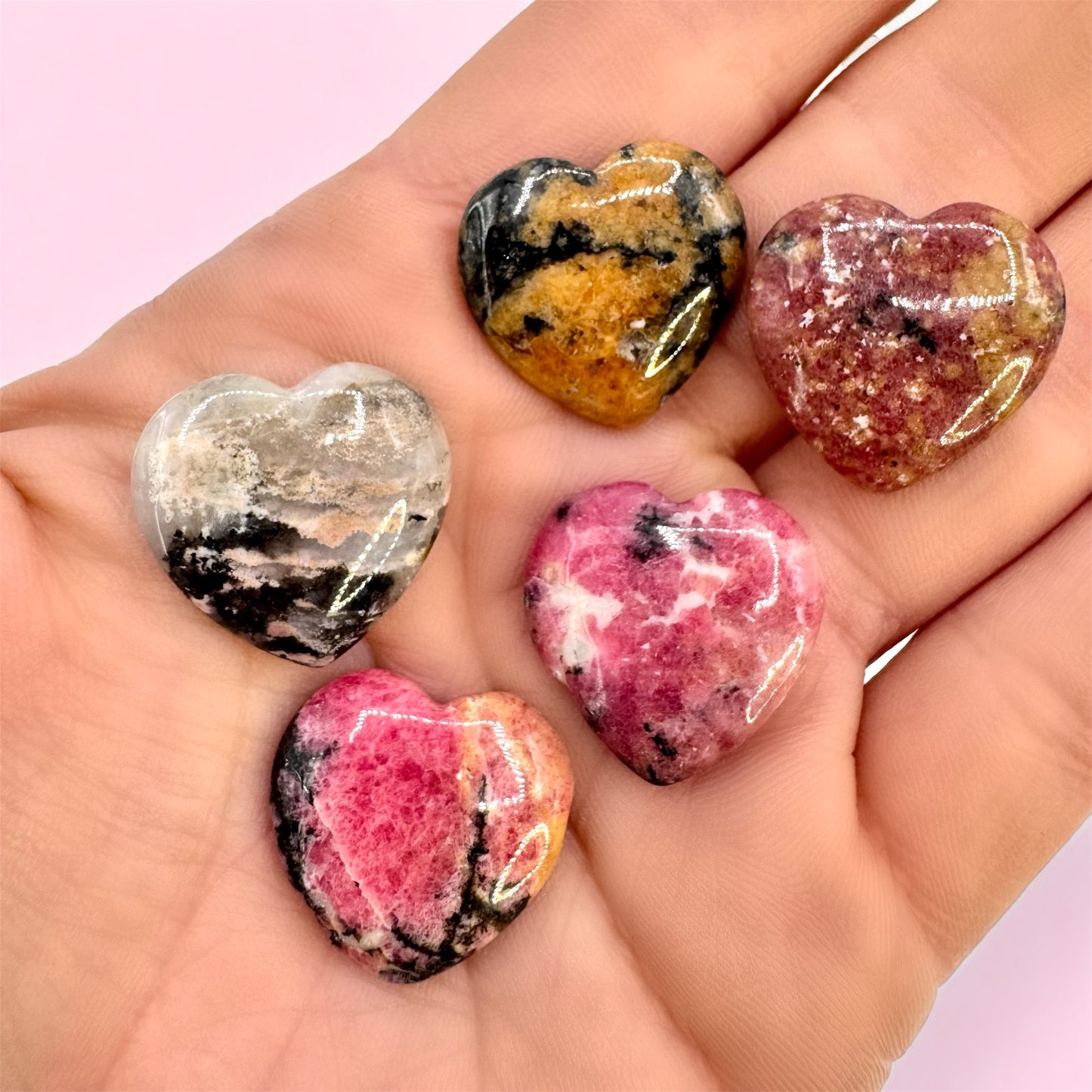 Mini Rhodonite Heart - Flat (2cm)