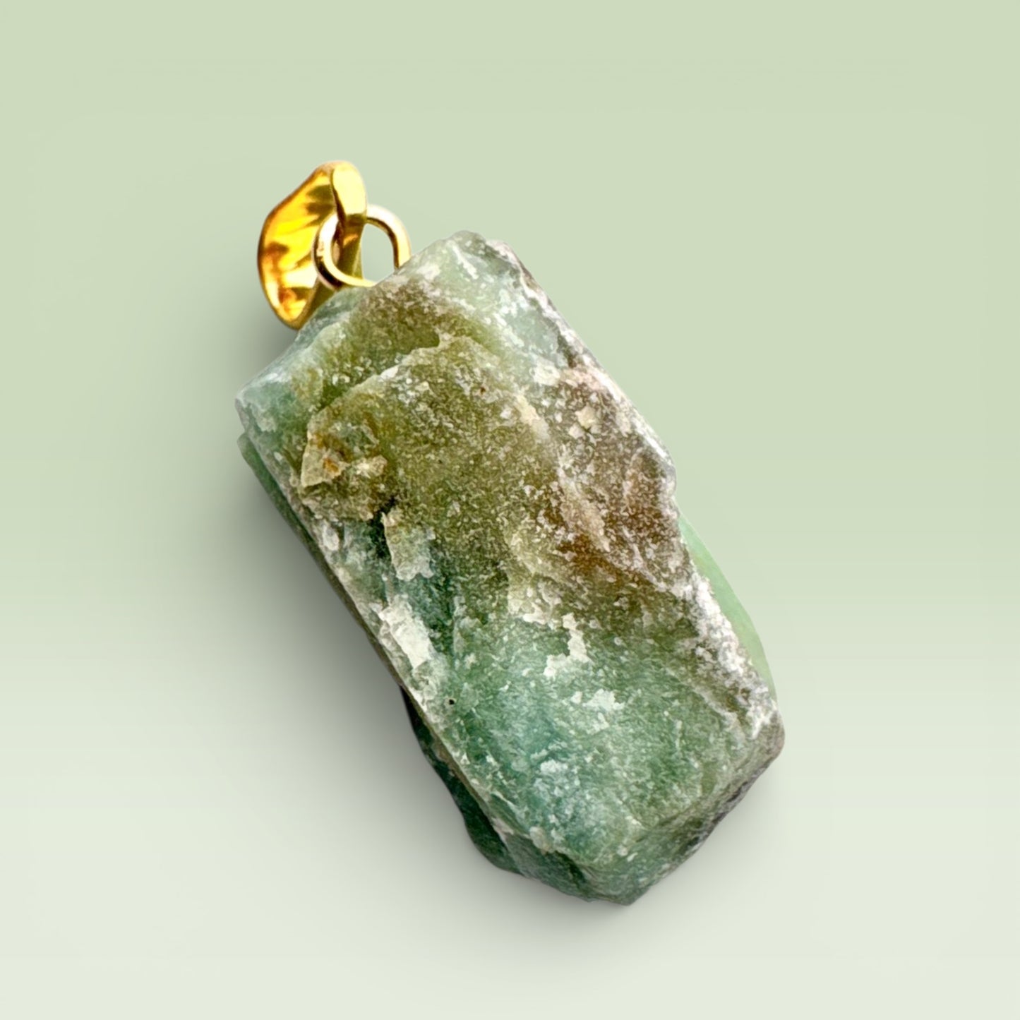 Emerald Rough Pendant with Gold Plated Bail