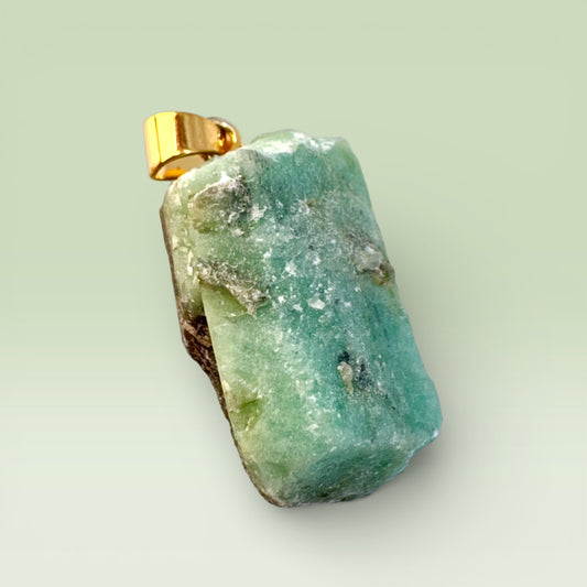 Emerald Rough Pendant with Gold Plated Bail