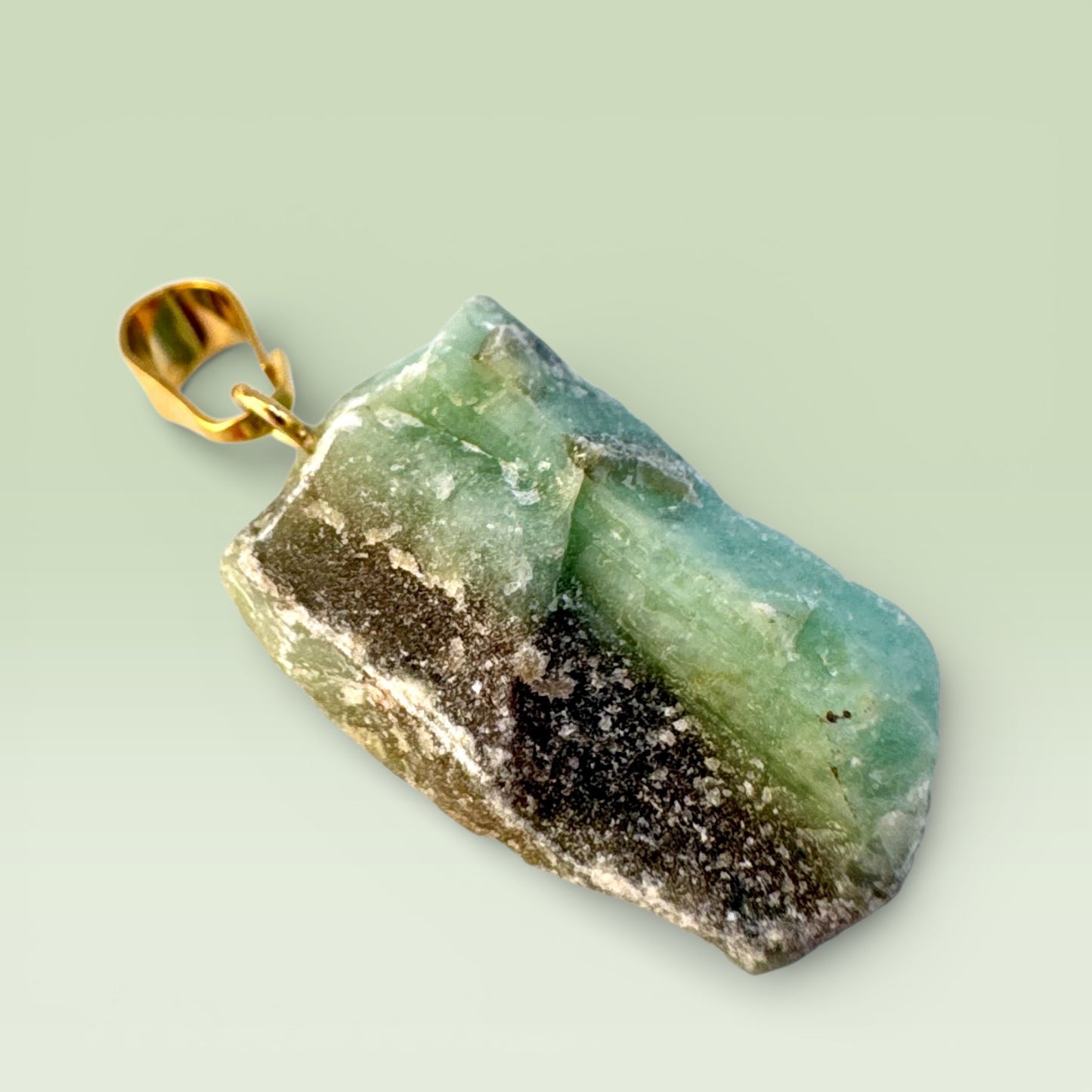 Emerald Rough Pendant with Gold Plated Bail