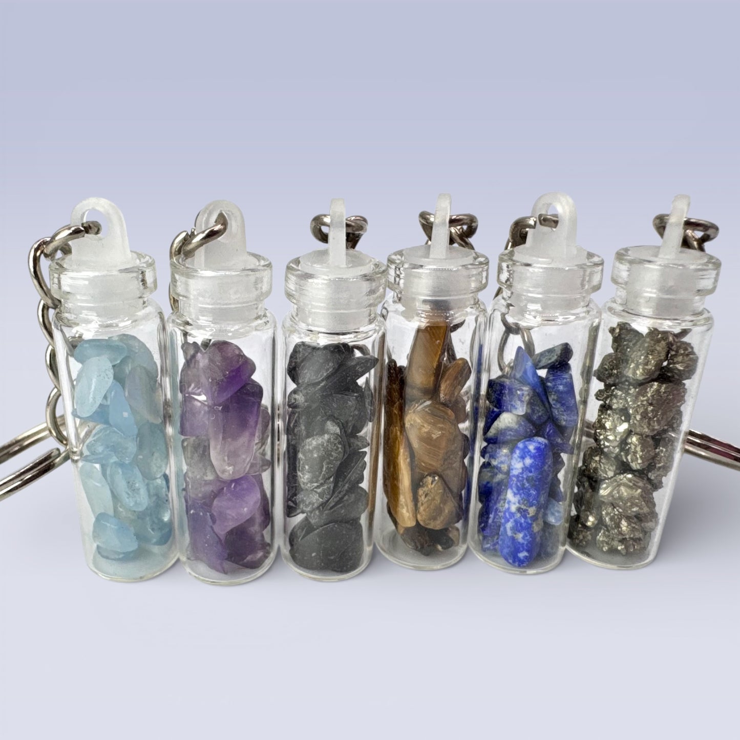 Crystal Chip Bottle Keyrings (4cm)