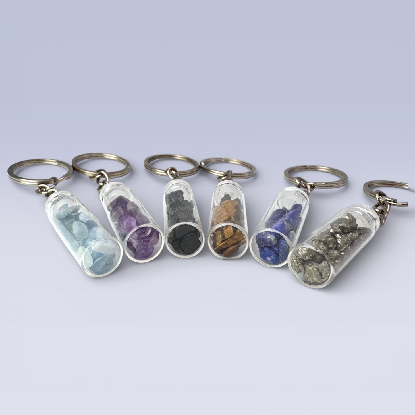 Crystal Chip Bottle Keyrings (4cm)