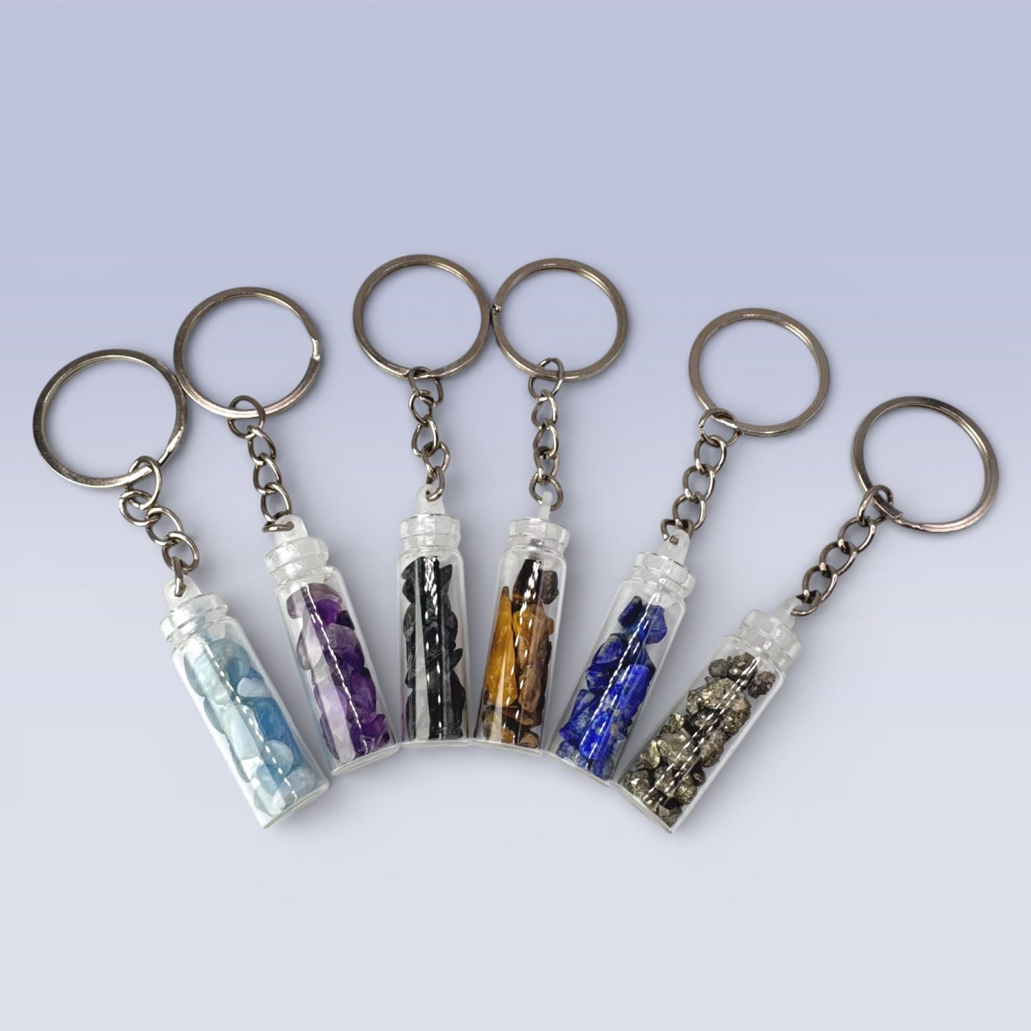 Crystal Chip Bottle Keyrings (4cm)