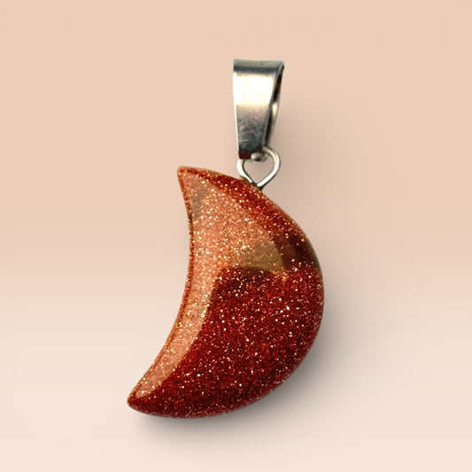 Goldstone Moon Pendant