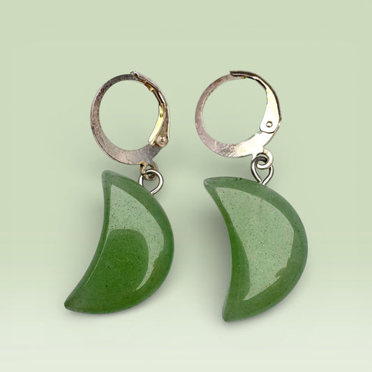 Green Aventurine Moon Earrings