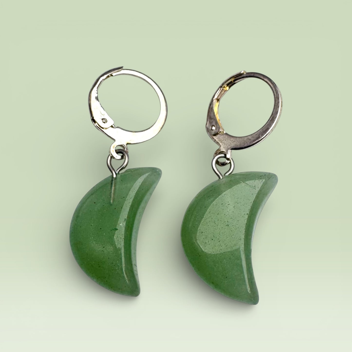 Green Aventurine Moon Earrings