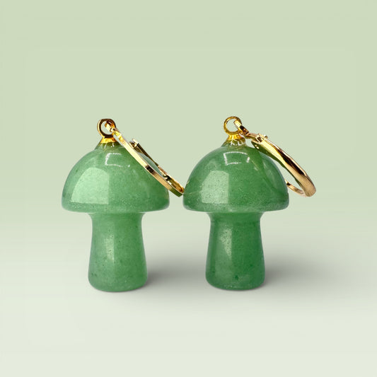 Green Aventurine Mushroom Earrings