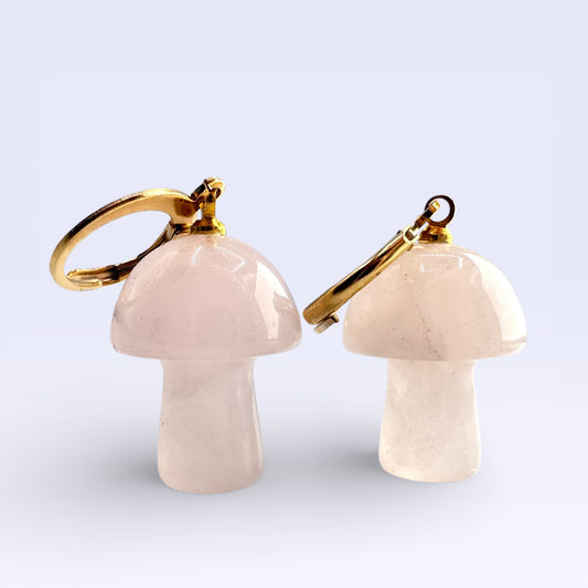 Rose Quartz Mushroom Earrings