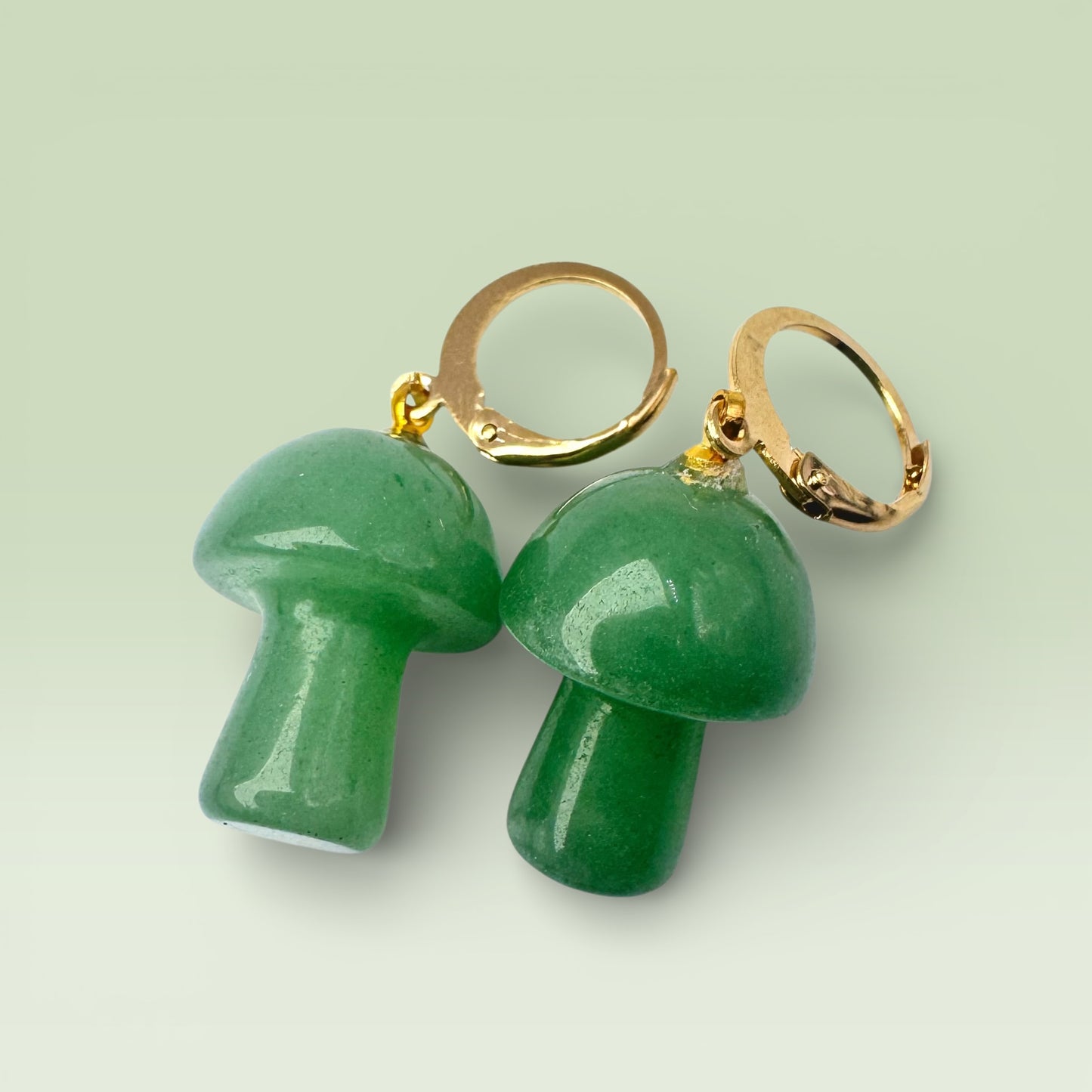 Green Aventurine Mushroom Earrings