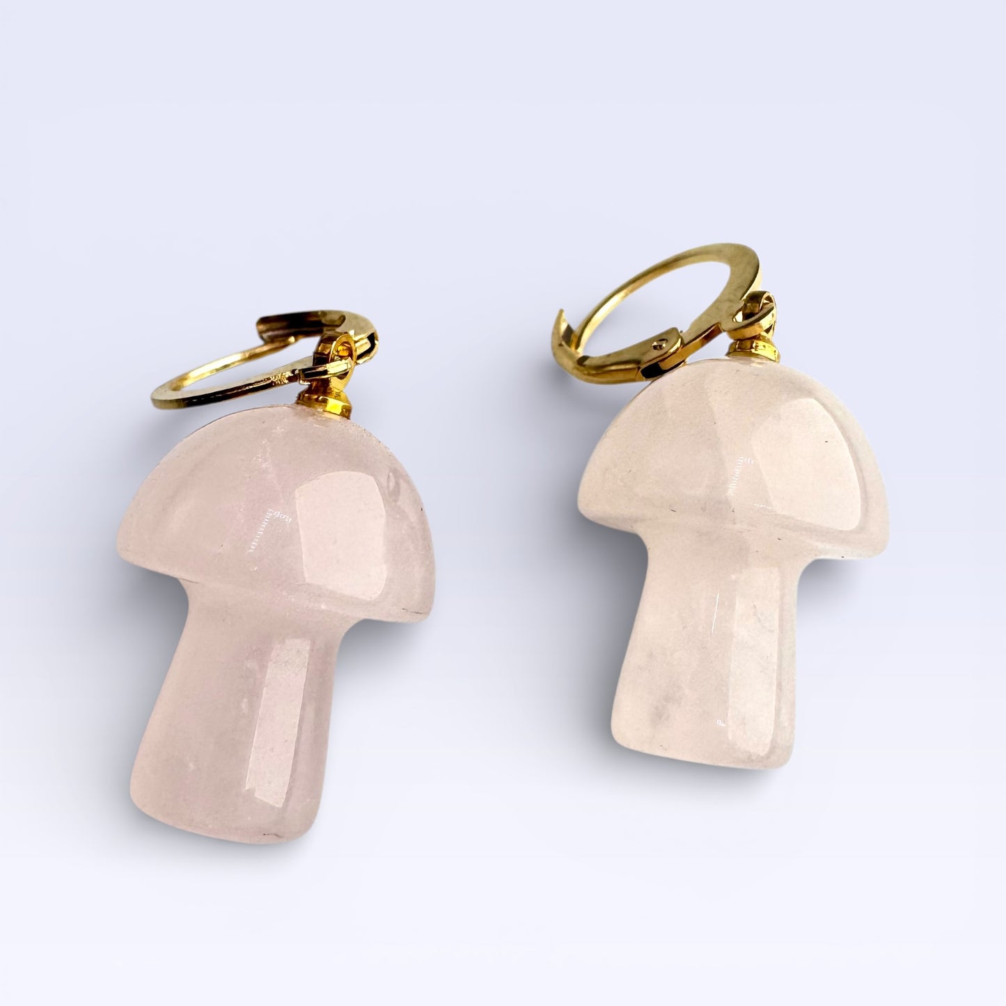 Rose Quartz Mushroom Earrings