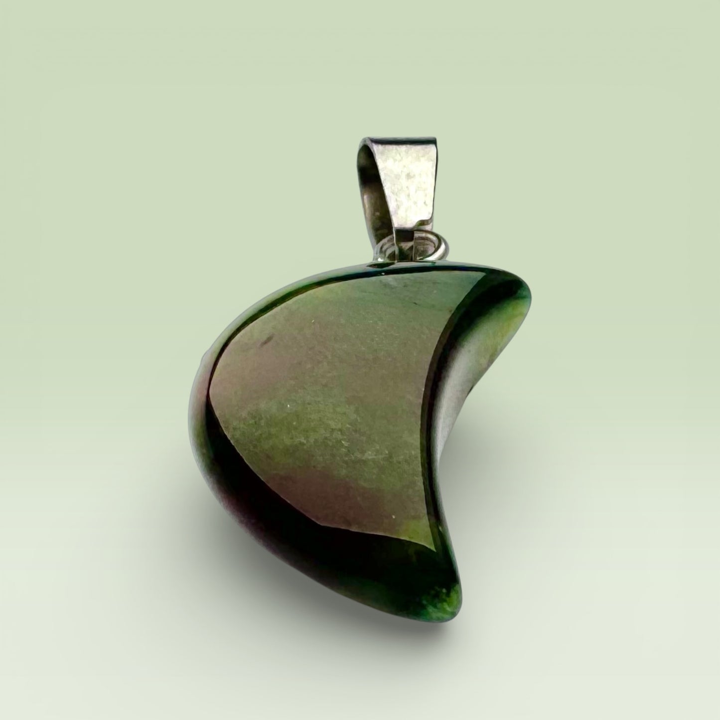 Green Moss Agate Moon Pendant