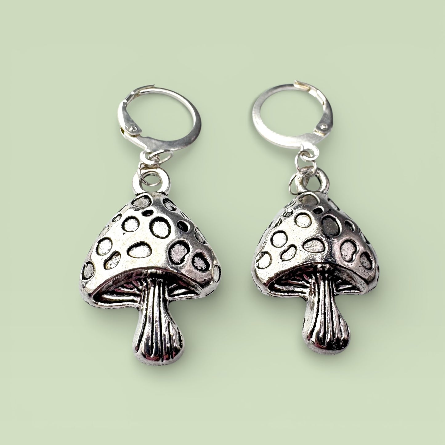 Silver Statement Mushroom Drop Earrings