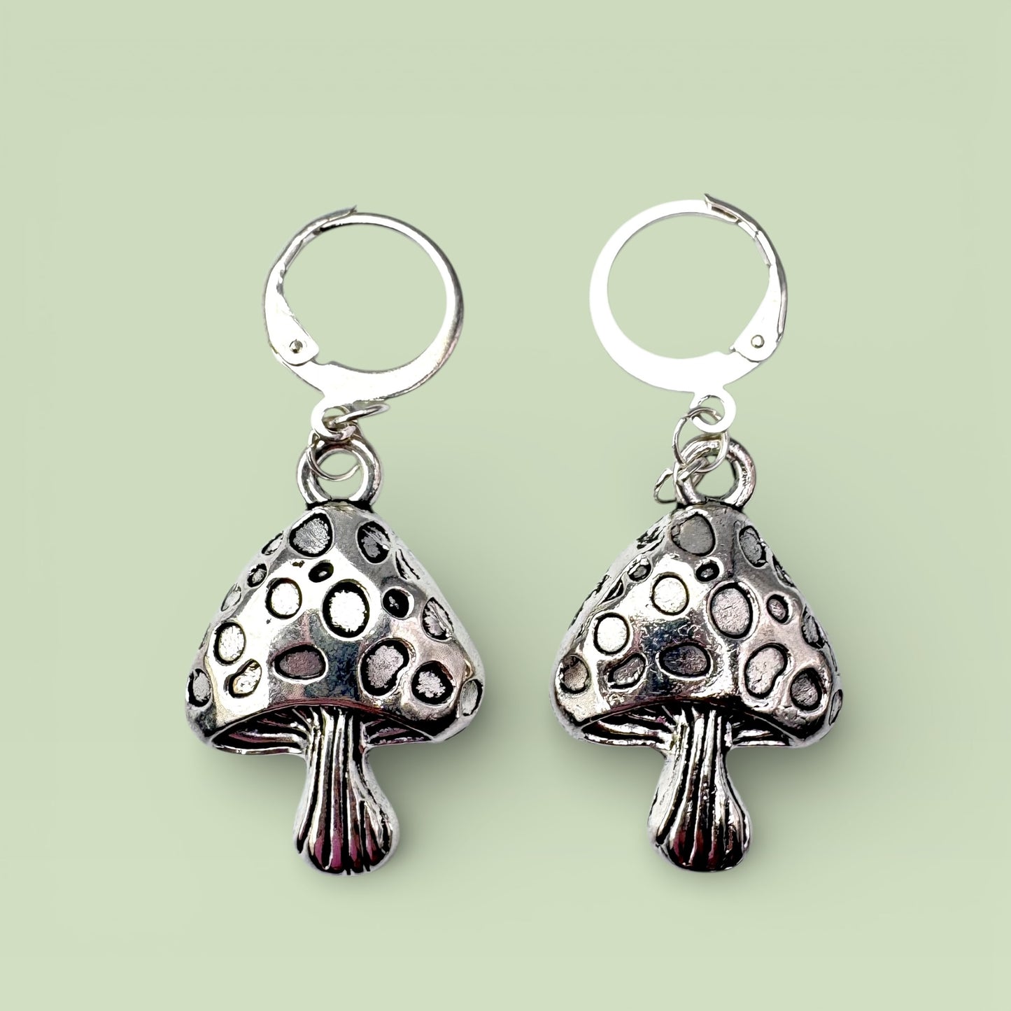 Silver Statement Mushroom Drop Earrings