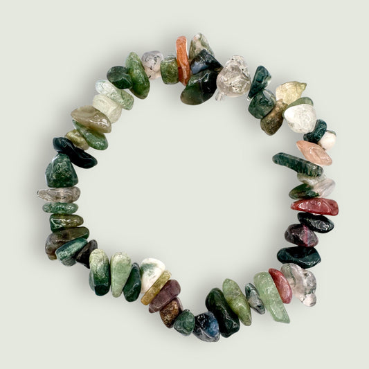 Moss Agate Chip Bracelet