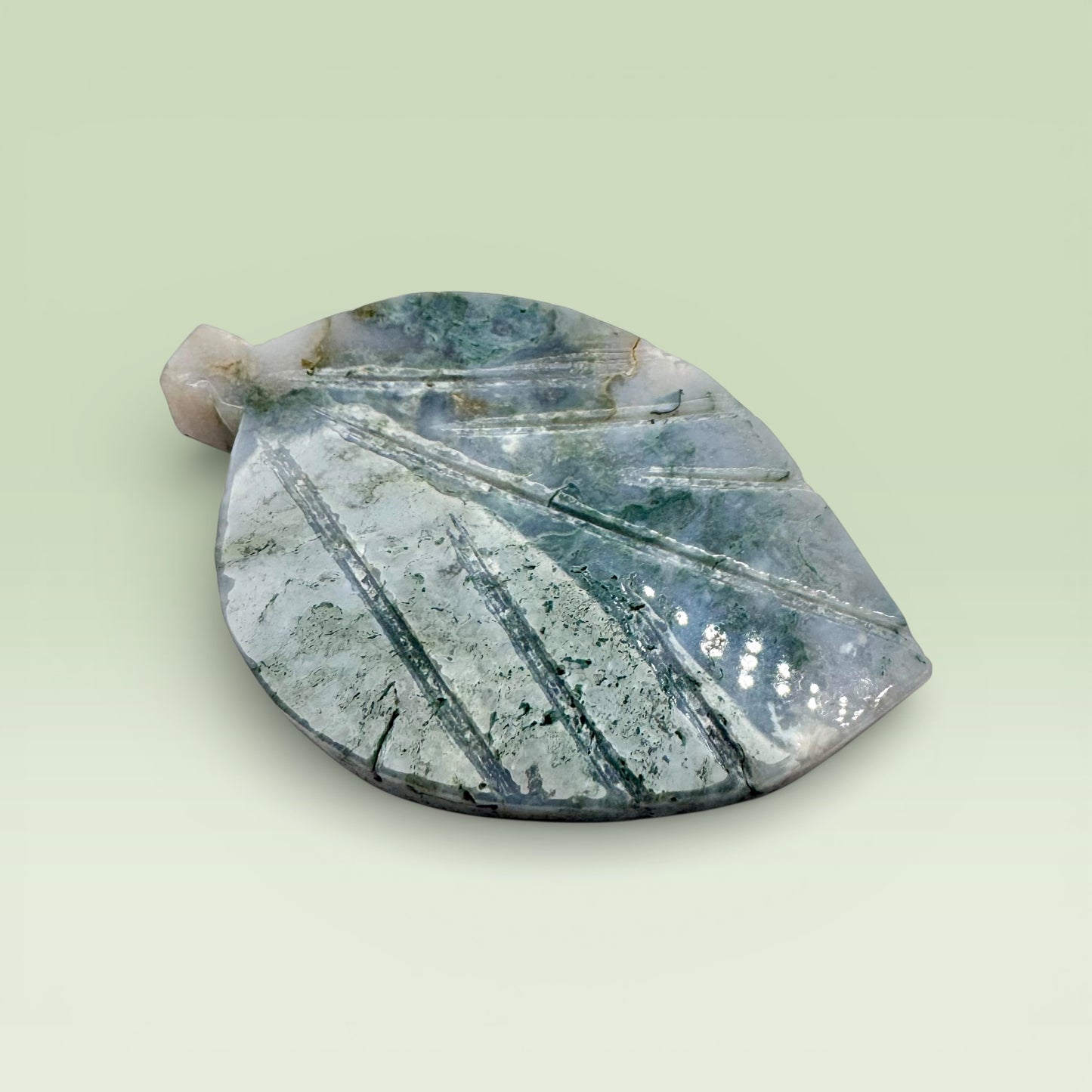 Moss Agate Leaf (7cm)