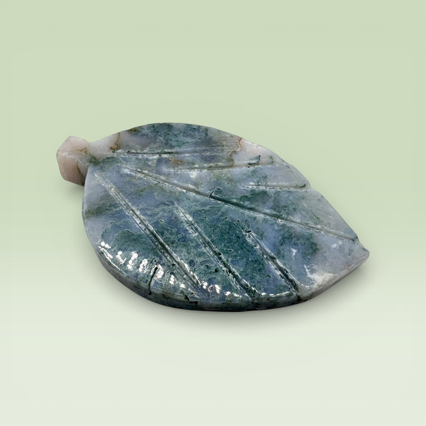 Moss Agate Leaf (7cm)