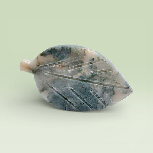 Moss Agate Leaf (7cm)