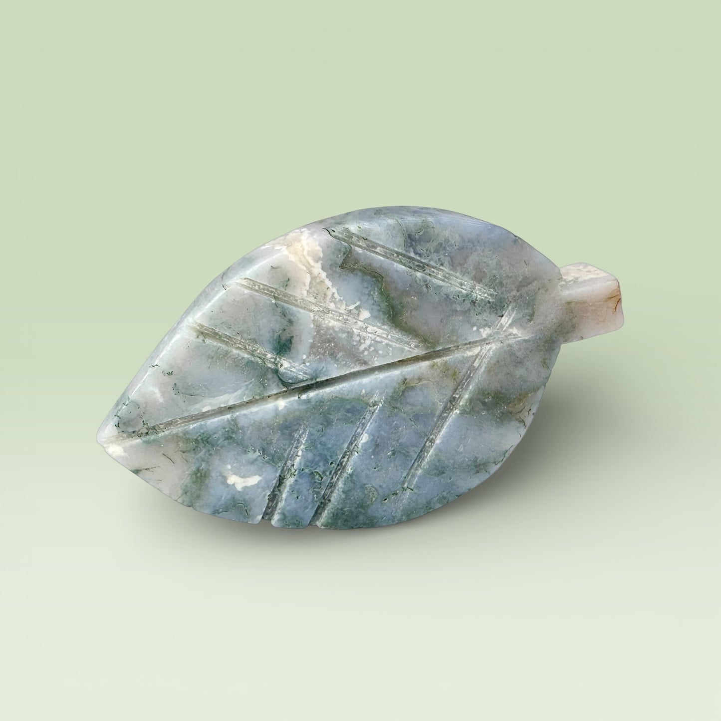 Moss Agate Leaf (7cm)