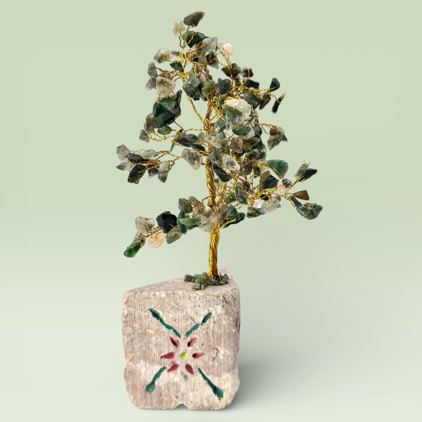 Moss Agate Wishing Tree (22cm) Handmade in India
