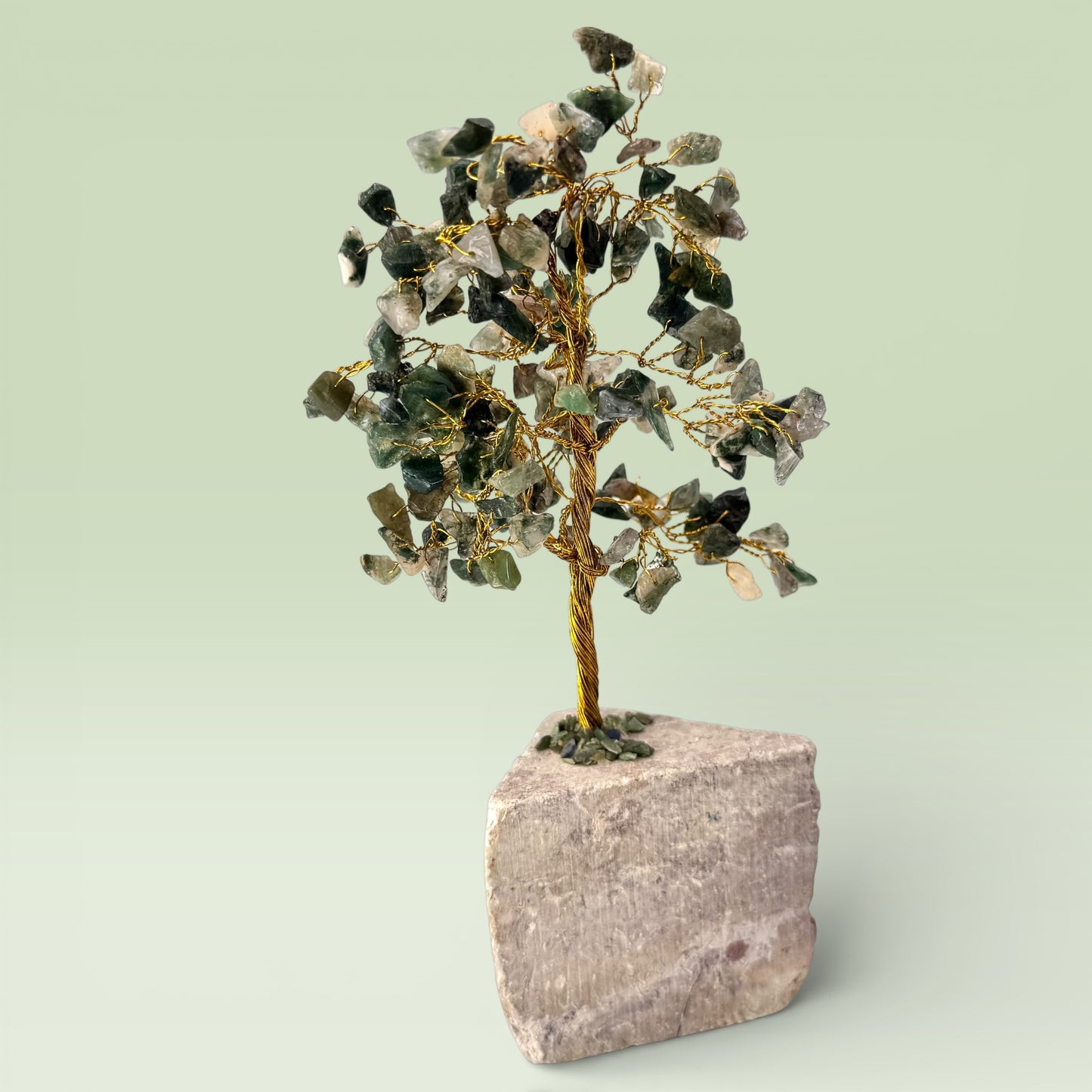 Moss Agate Wishing Tree (22cm) Handmade in India