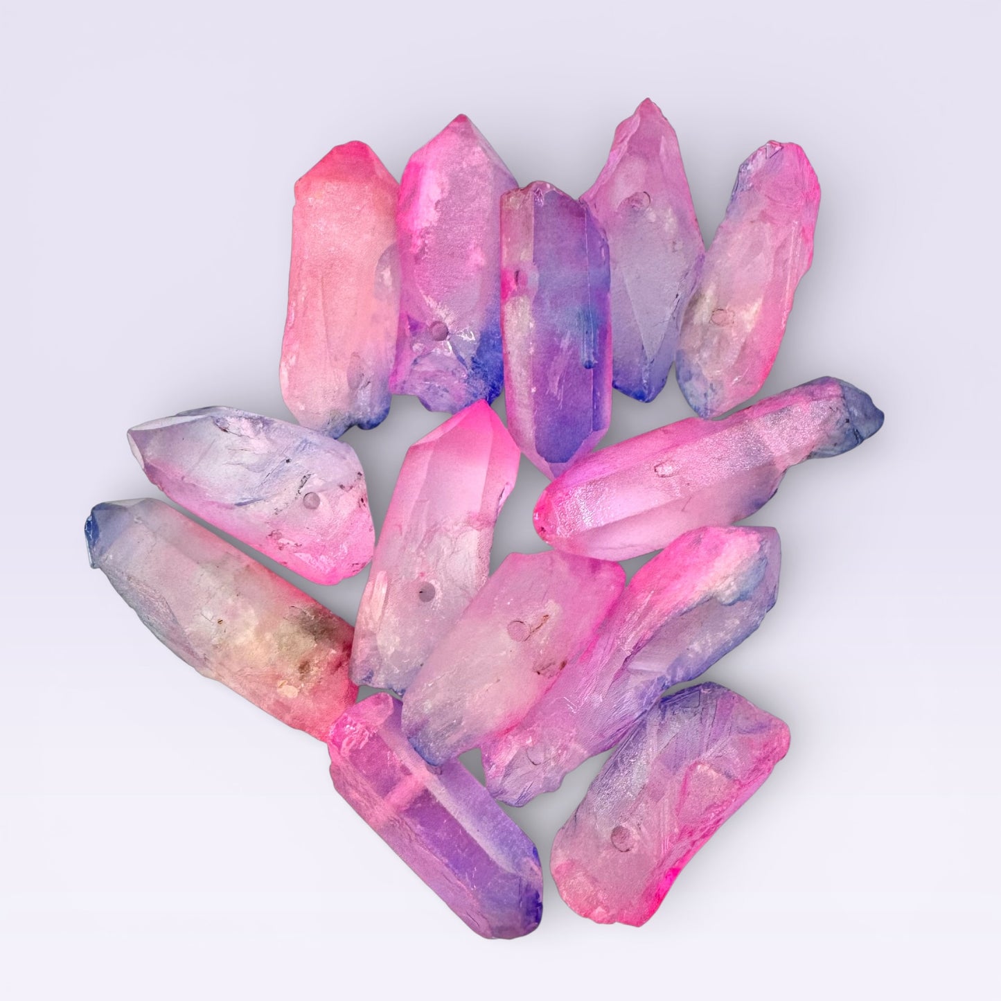 Pink & Purple Dyed Aura Quartz w/ Pendant hole (3-4cm)