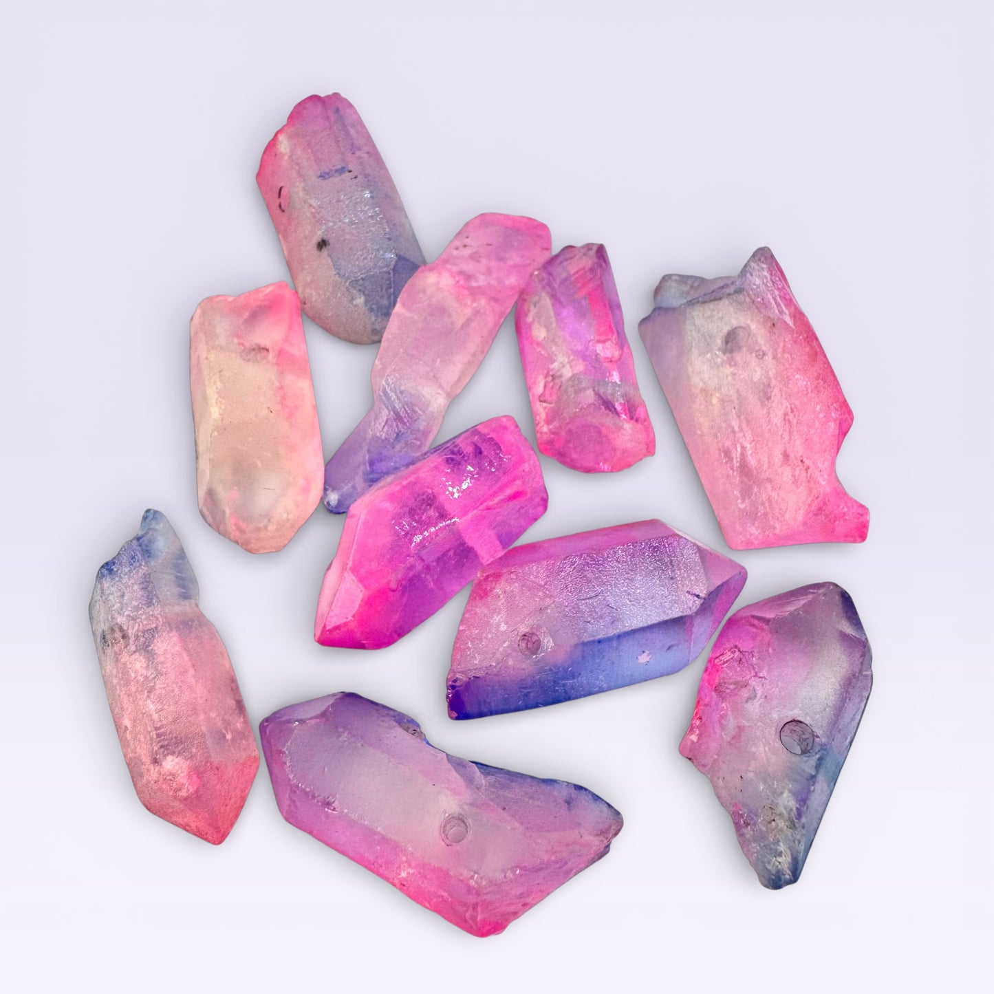 Pink & Purple Dyed Aura Quartz w/ Pendant hole (2-3cm)
