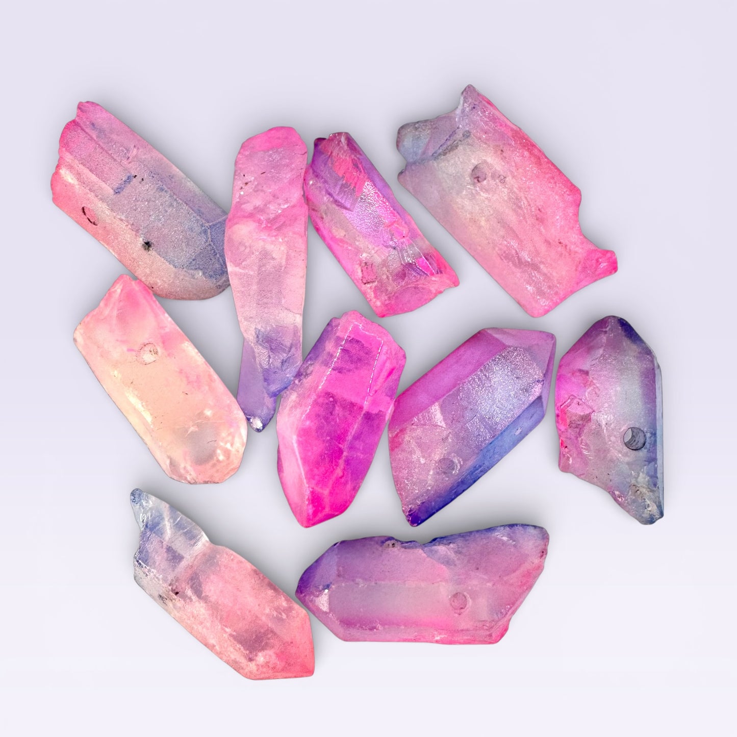 Pink & Purple Dyed Aura Quartz w/ Pendant hole (2-3cm)