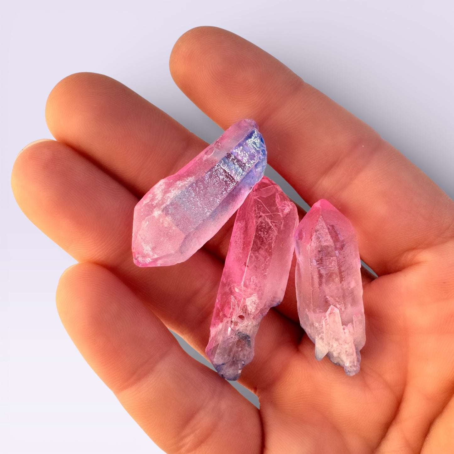 Pink & Purple Dyed Aura Quartz w/ Pendant hole (2-3cm)