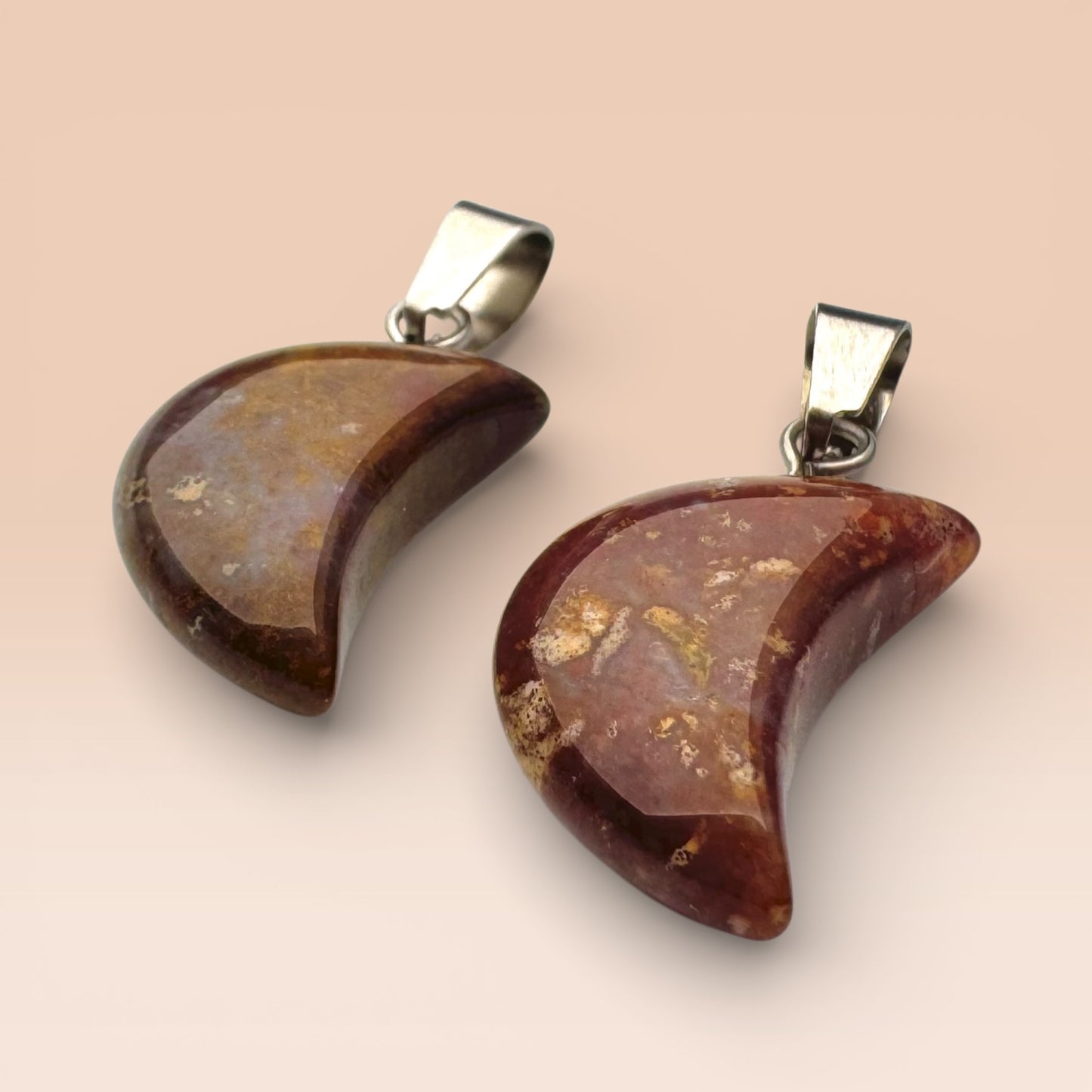 Red Moss Agate Moon Pendant